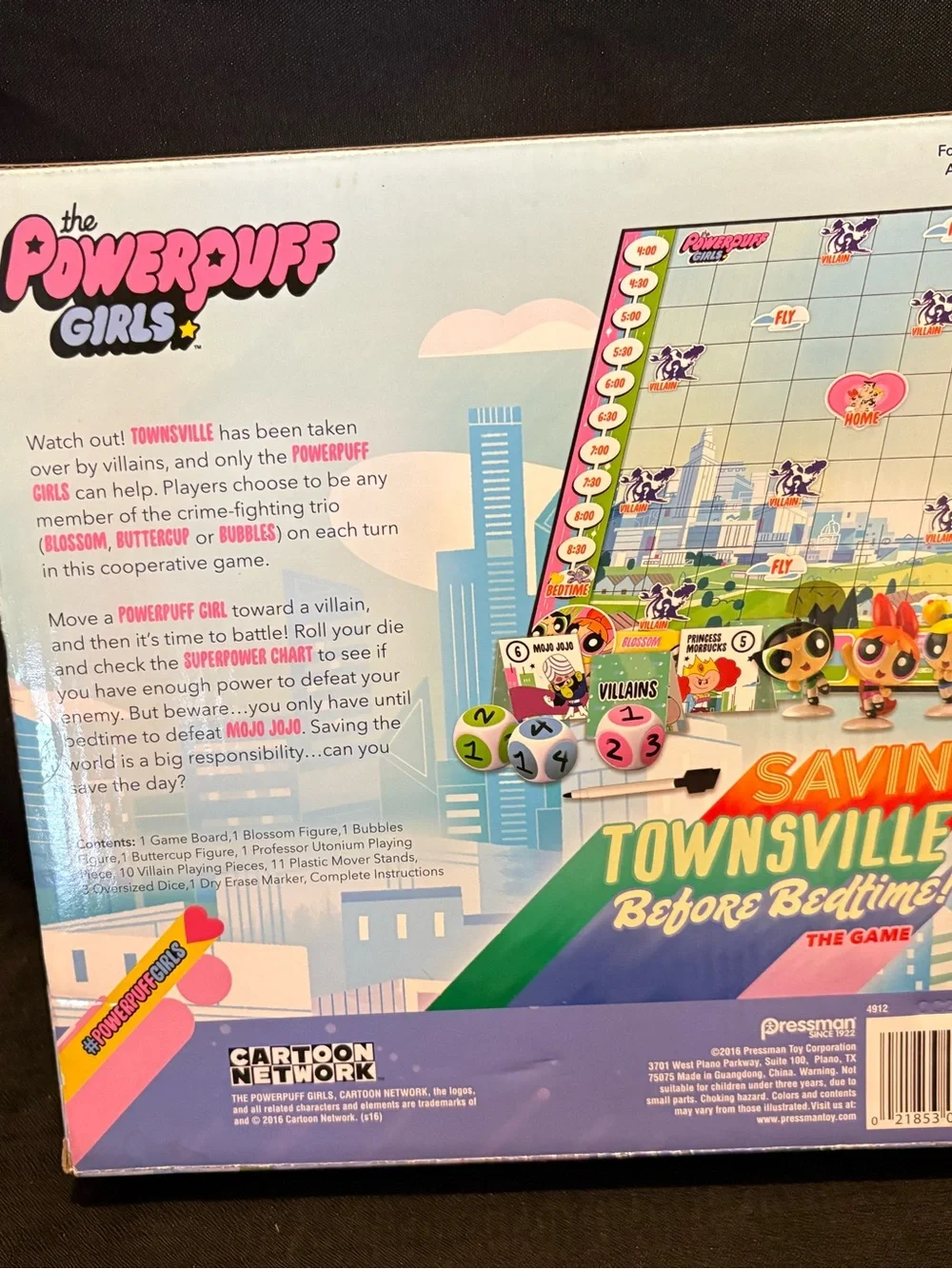 POWERPUFF GIRLS Saving Townsville Before Bedtime Board Game  w/ Mini Figs 2016